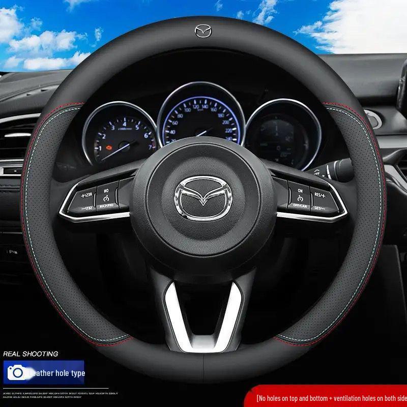 Genuine Leather Ultra-thin Breathable Anti-slip Steering Wheel Cover for All Seasons