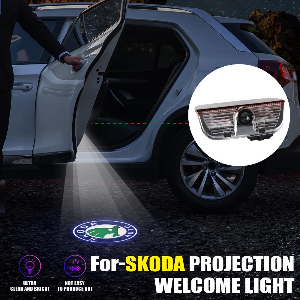 2/4pcs Car Door Welcome Lights for Skoda Superb 2009 2013 2014 Superb CONBI B8/3V 2015-2024 Logo Projector Ghost Shadow Lamp