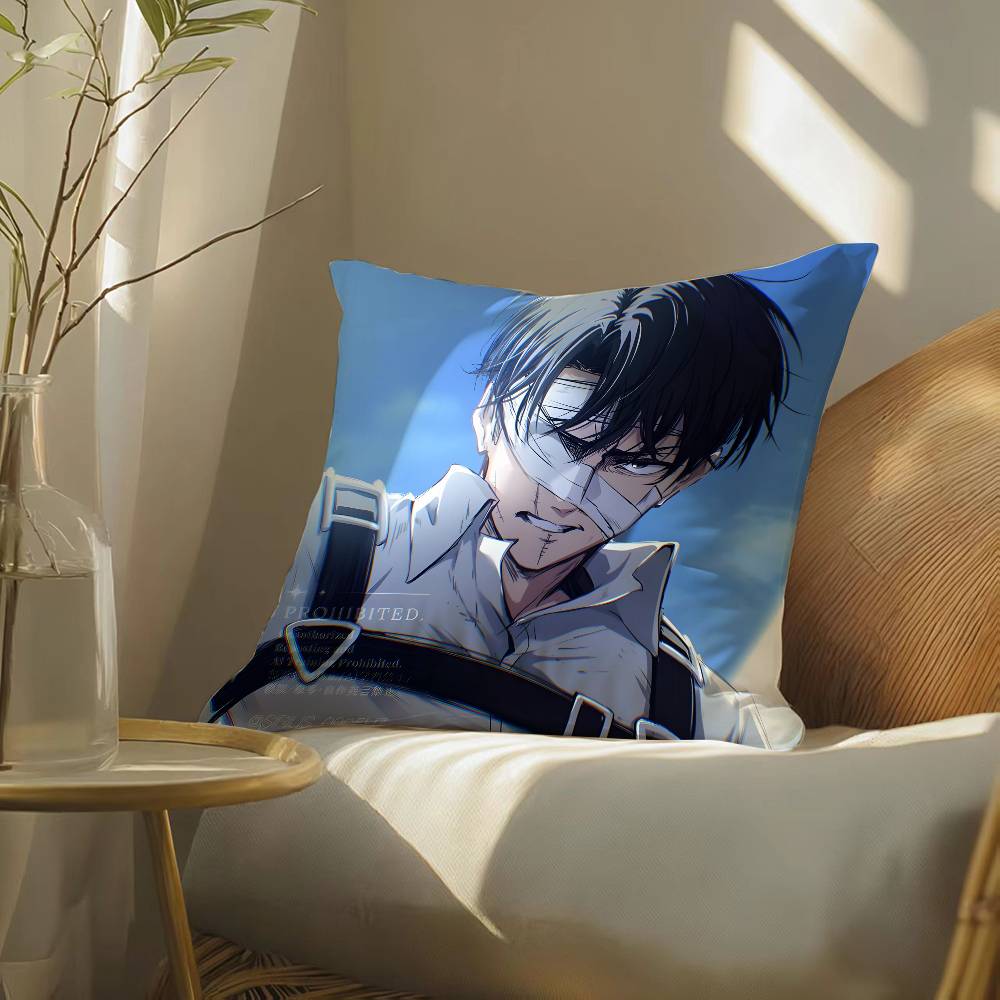 Anime Levi Ackerman Attack On Titan-T Pillow Case Silky Elegant Comfort Sofa Bed  Invisible Zipper Beach Pillowcase