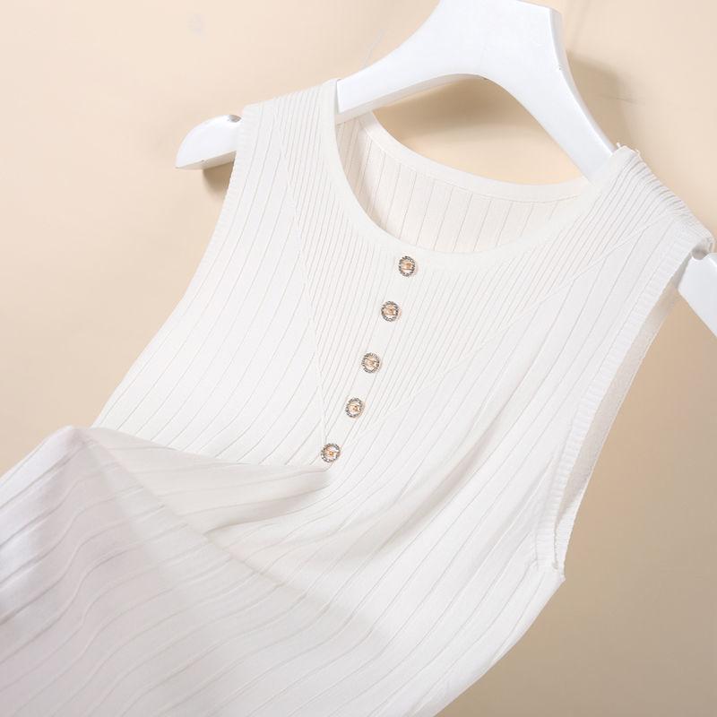 Suspender Vest for Women O-neck Spring and Summer New Style Knitted Sleeveless Bottom Tshirt Tops