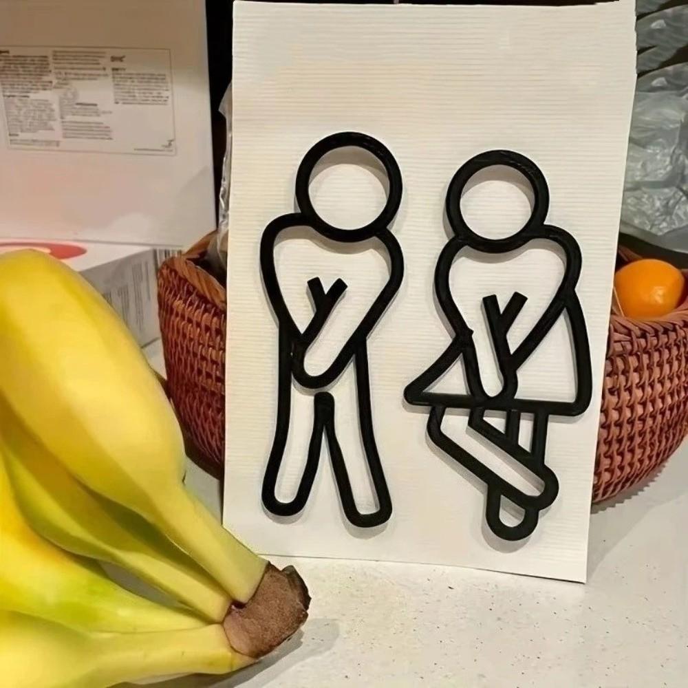2D Flat Toilet Signage 12cm Gender Signs Modern WC Door Signs  Shopping Mall