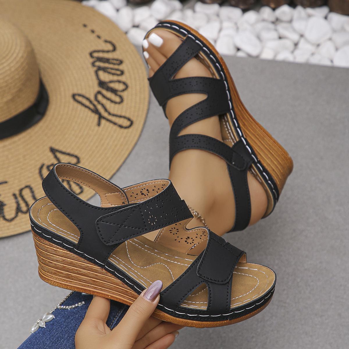 

Женские сандалии на платформе Летняя уличная легкая обувь Женский тренд Нескользящие сандалии на танкетке Женская ретро-обувь для женщин 36 чёрный