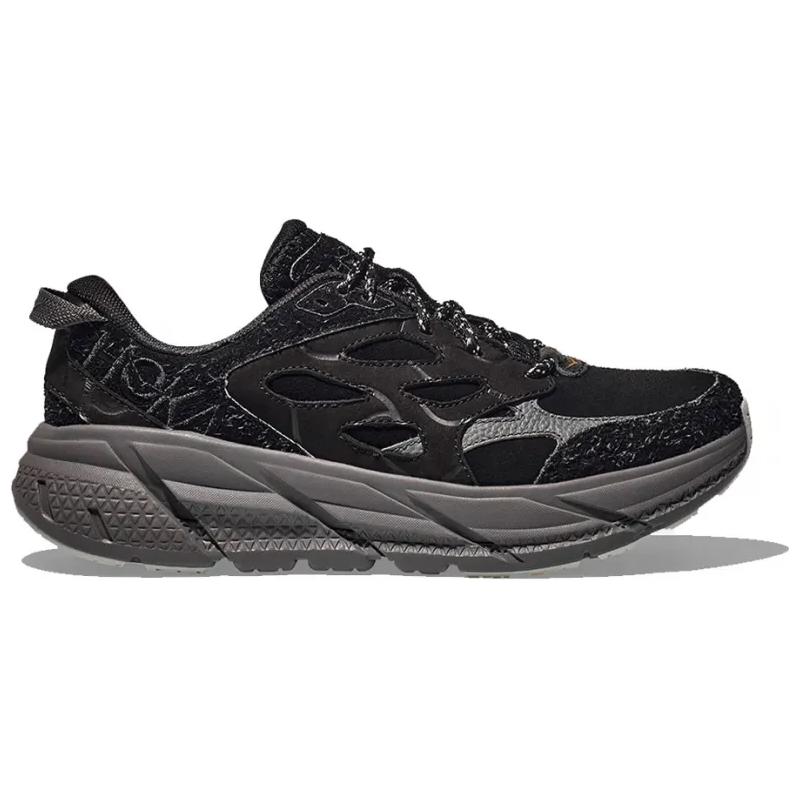 HOKA Clifton L Suede Elite Terrain System - Black Satellite Grey Unisex Sneakers 1150910-BCKST
