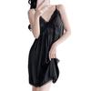 1011 spring, summer and autumn new ice silk sexy pajamas women's pure desire lace high waist and thin hanging skirt with chest pad nightgown
