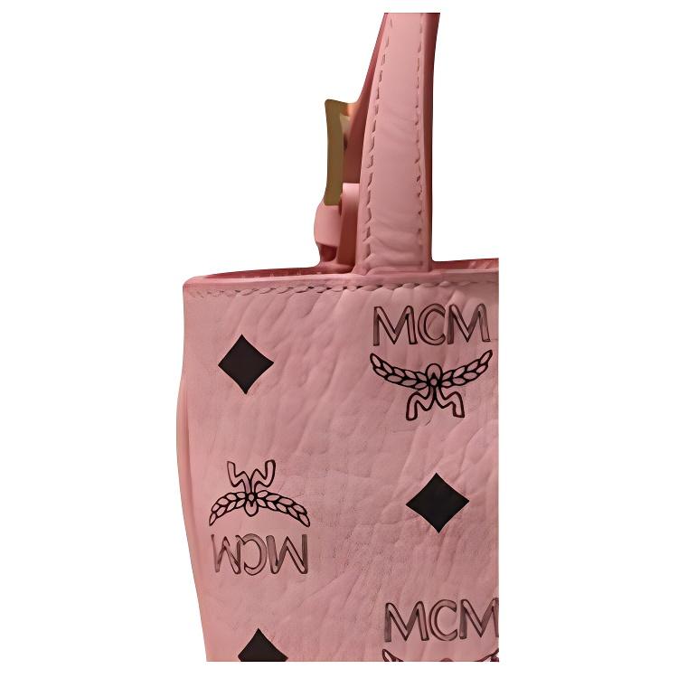 MCM Aren Visetos Classic Pattern Design Leather Bucket Bag Mini Women Handbags Pink MWTEATA01PZ001