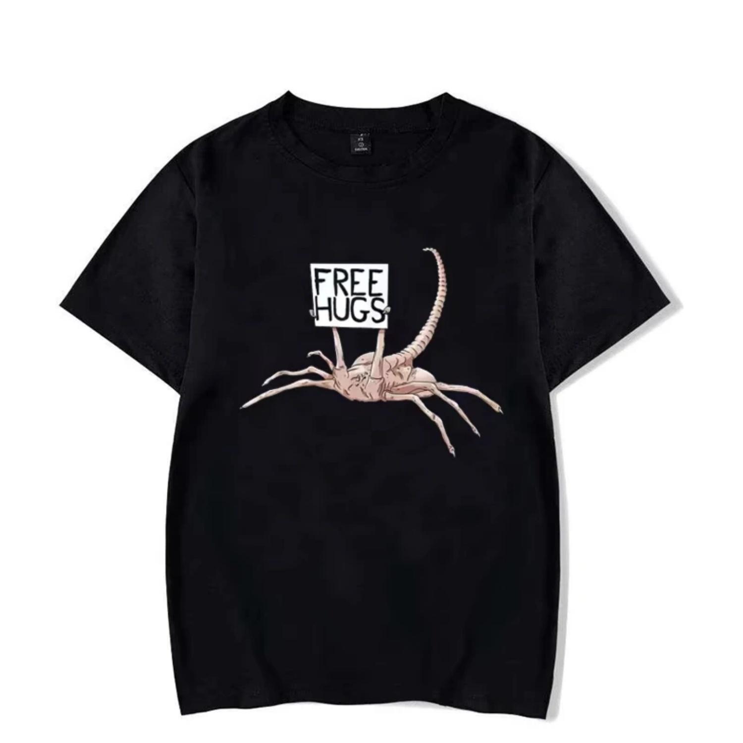 

Free Hugs Funny Facehugger Aliens T-Shirt Harajuku T Shirt Comfortable Hip Hop Design Top T-Shirts Graphic Summer Streetwear Y2K S чёрный