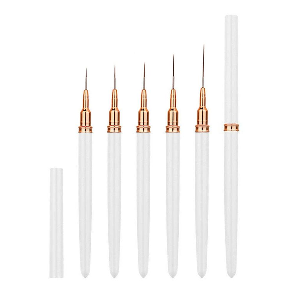 5pcs Nail Art Liner Brushes Long Lines Liner Brush UV Gel Polish Painting Nail Design Brush Plastic Handle Nail Drawing Pens