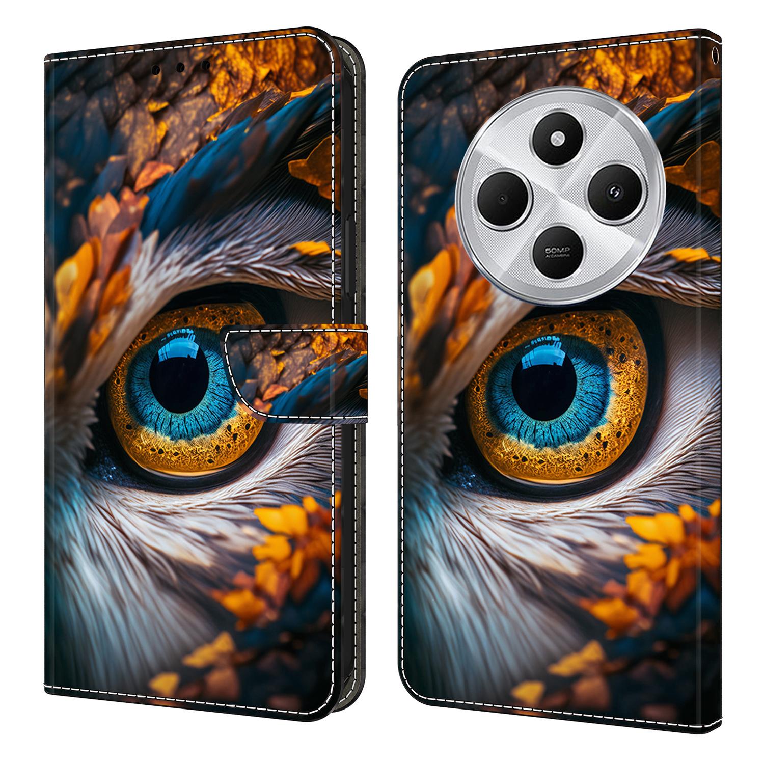 

Wallet Case For Xiaomi Poco C75 4G/Redmi 14R 5G/14C 4G Pattern Printing PU Leather Flip Stand Phone Cover Blue Eyes