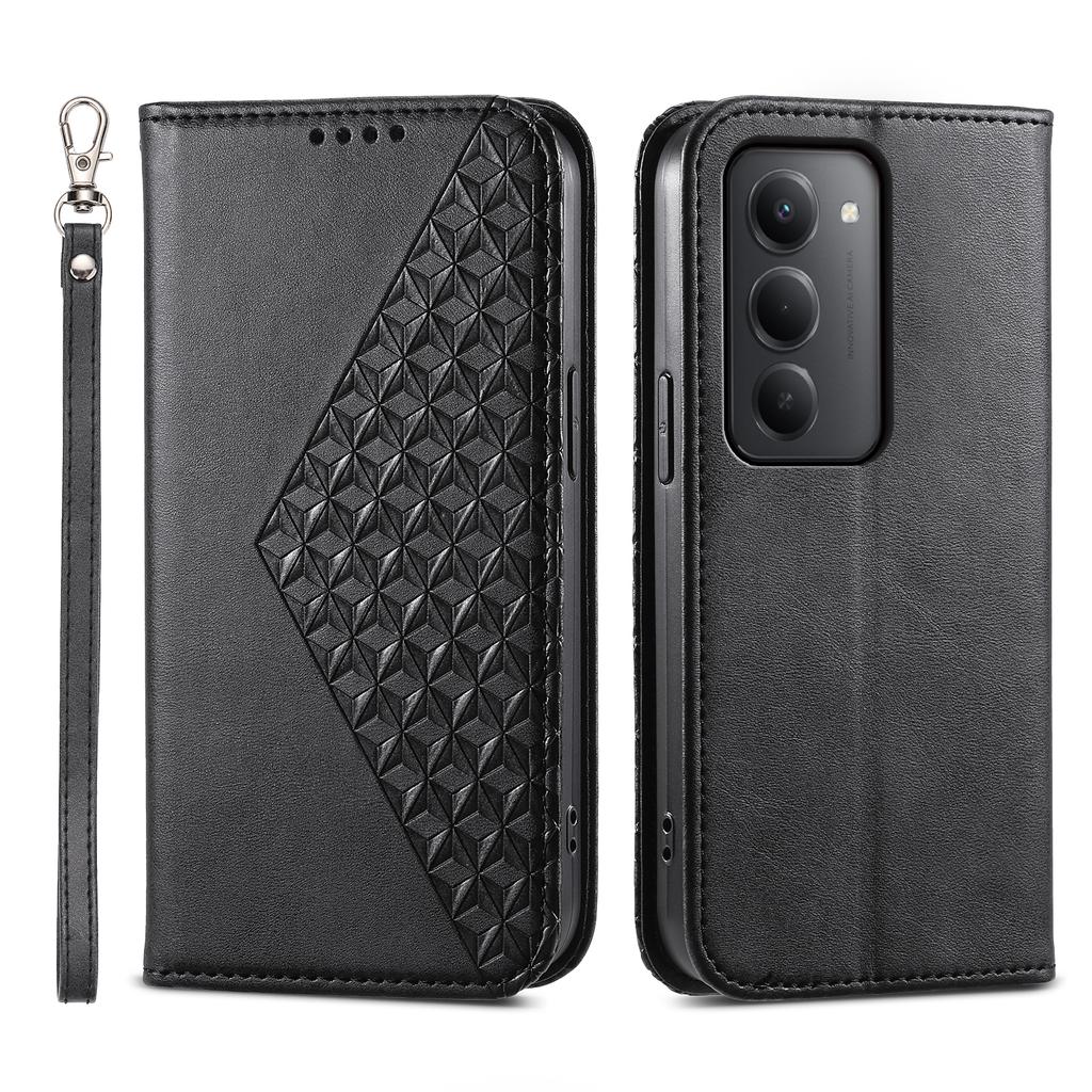 For Xiaomi Redmi 15 5G (Global) (169mm) Case Calf Texture PU Leather Wallet Phone Cover with Wrist Strap