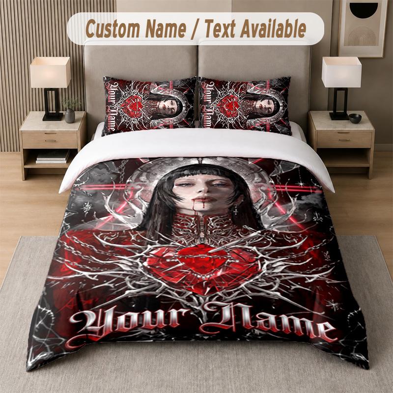 Lady Gaga 3Pcs Bedding Set, Personalized Custom Name Text, 1 Duvet Cover & 2 Pillowcases For Bedroom