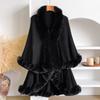 Winter Thicken Mink Wool Full Trims Faux Fur Cape Women's Hooded Loose Fleece Cloak Coat Party Wraps Warm