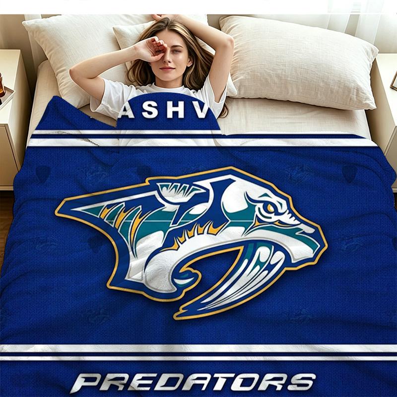 Nashville Predators Print Flannel Blanket High Quality Warm Comfortable Cover for All Seasons Perfect for Gifts Home Decor