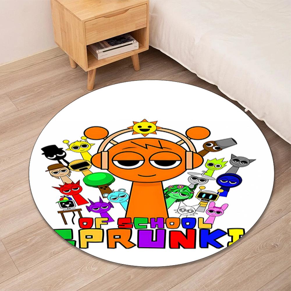 Sprunki Printed Round Rug Carpet Chair Rug Area Rug Entryway Doormats,for Office Chair Living Room Bedroom Kitchen Room.