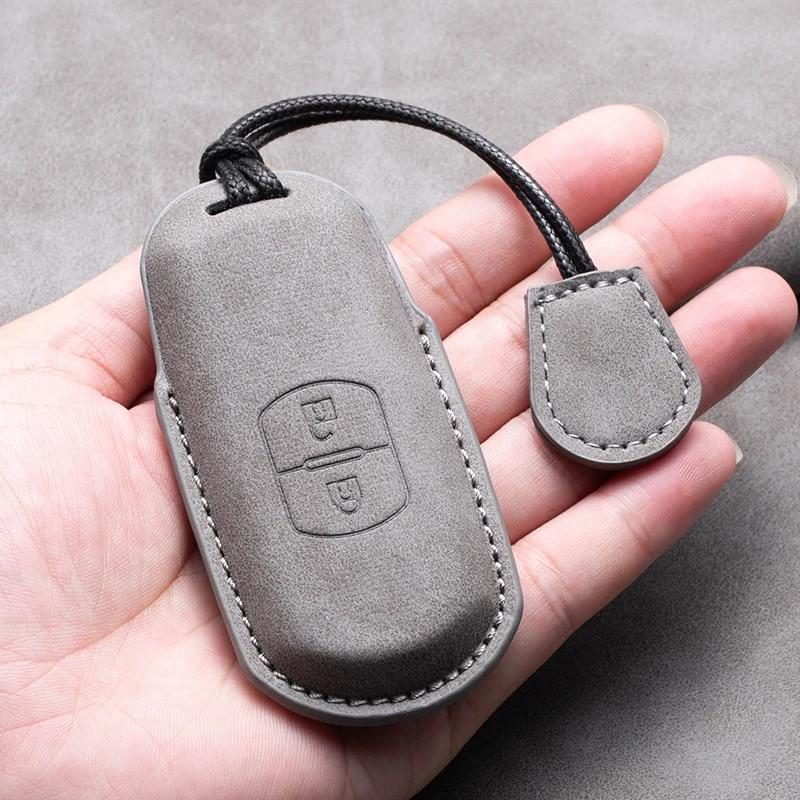 2/3 Buttons Leather Car Key Case Cover for Mazda 2 3 5 6 GH GJ Axela Atenza CX-5 CX5 CX-3 CX-7 CX8 CX-9 2016 2017 2018 CX 2020