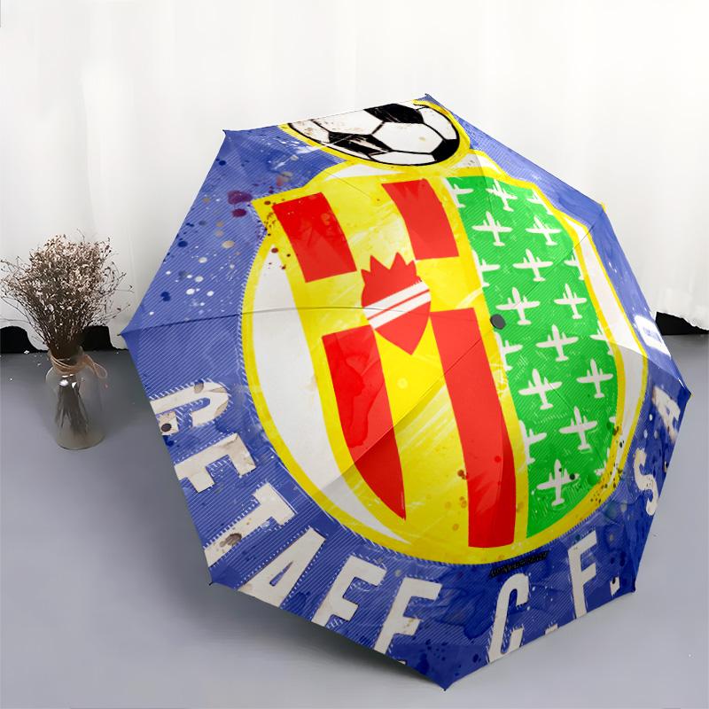 Getafe CF pattern, automatic folding umbrella, portable and foldable design, 8 ribs, a Christmas or birthday gift.