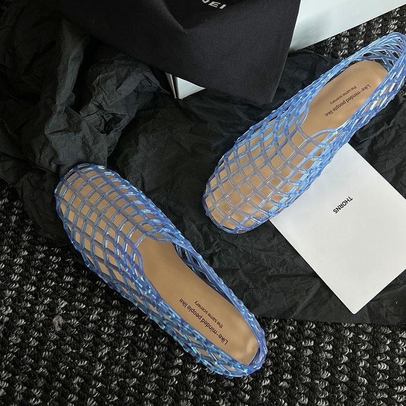 Fashion New Summer Sandals Handmade Women Pumps Shoes for Women Fashion Hollow Out Round Toe Low Heels Flat Shoes Loafers Ladies Shoes