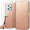 Protective Case - E.F.CONNECTION - Redmi Note 12 Pro+ - Golden Leather Effect - 2 Tempered Glasses - 360° Shockproof