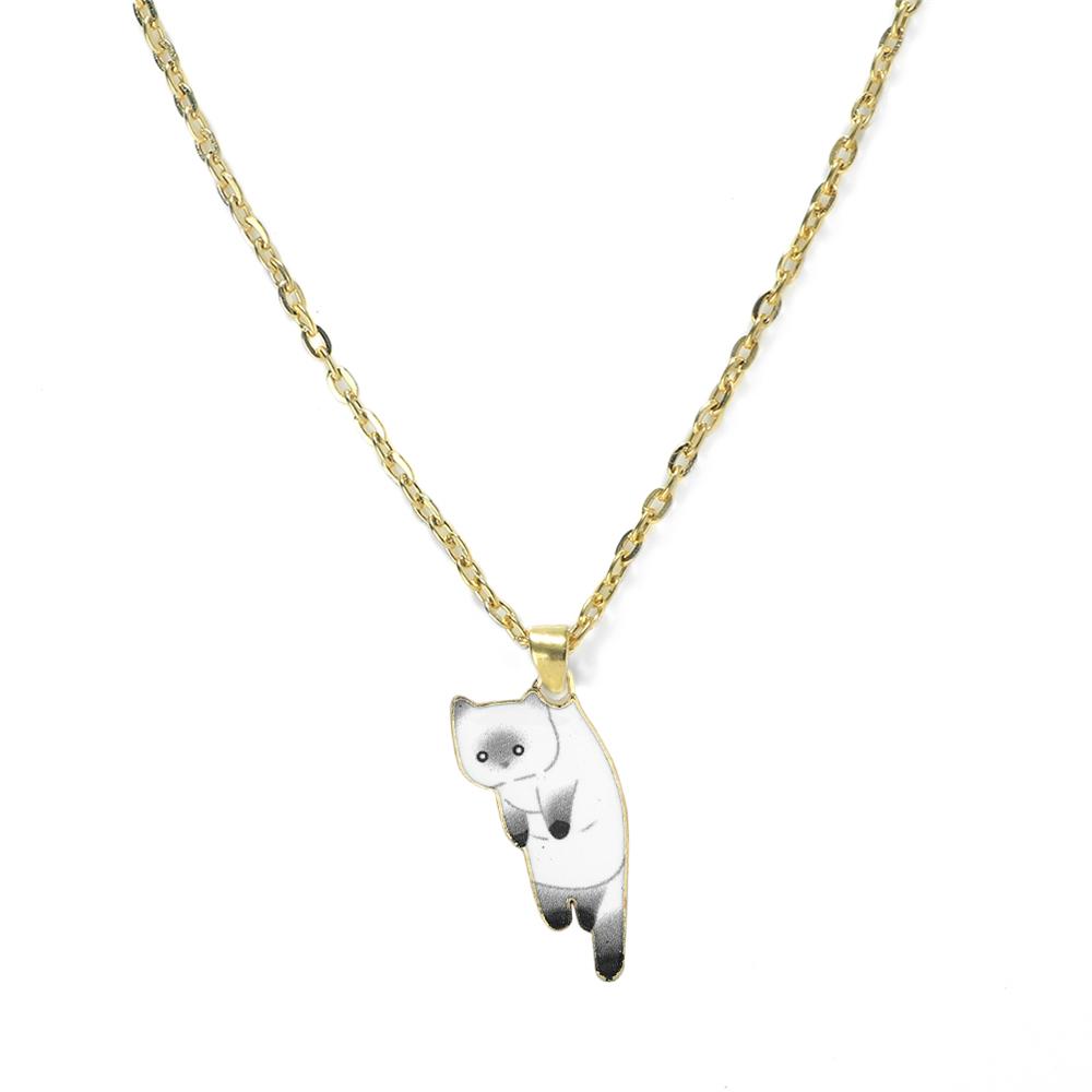 Cute Cats Pendant Necklaces for Girl Cartoon Animal Kitten Golden Alloy Chain with Lobster Clasp Fashion Jewelry Gifts for Women