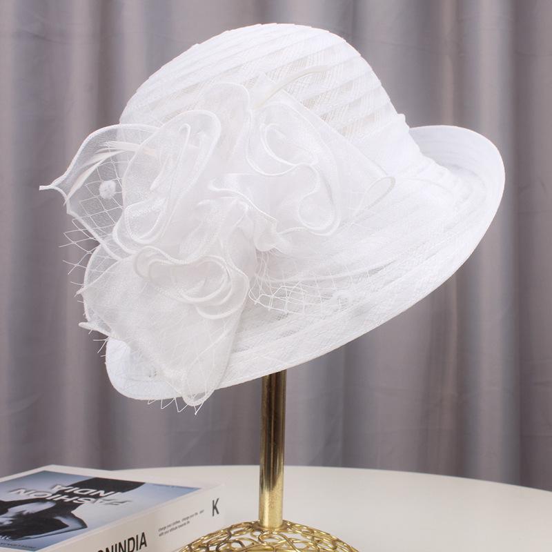 Elegant Women's Summer Sun Hat with Lace & Mesh Detail - Vintage-Inspired, UV Protection, Perfect for Outdoor Activities