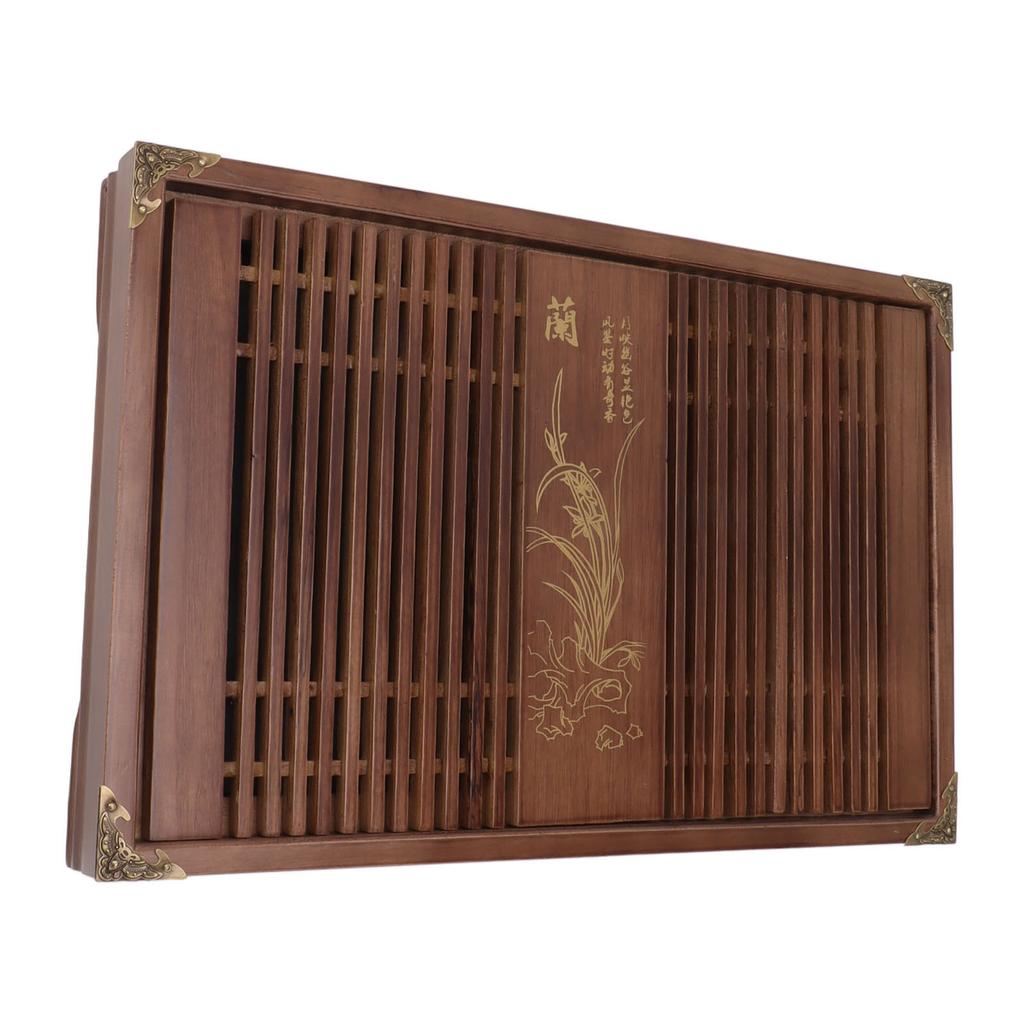 Kungfu Tea Tray Chinese Gongfu Tea Tray Drainage Water Storage Wood Tea Table with Drain Pipe