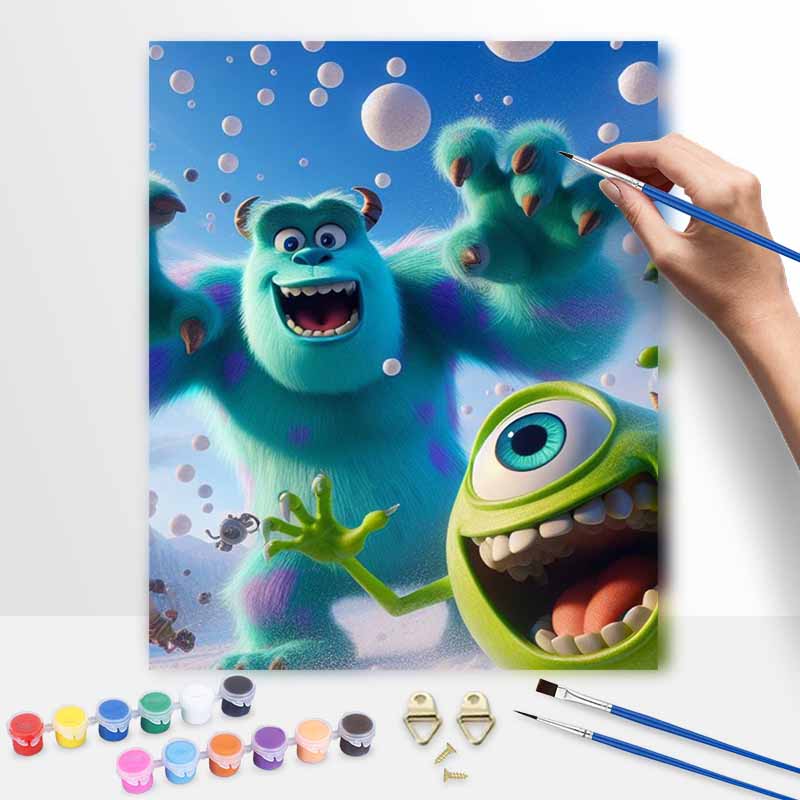 Disney oil painting handmade diy Monsters Inc Sulley and Mike gifts home decorations 20x30cm