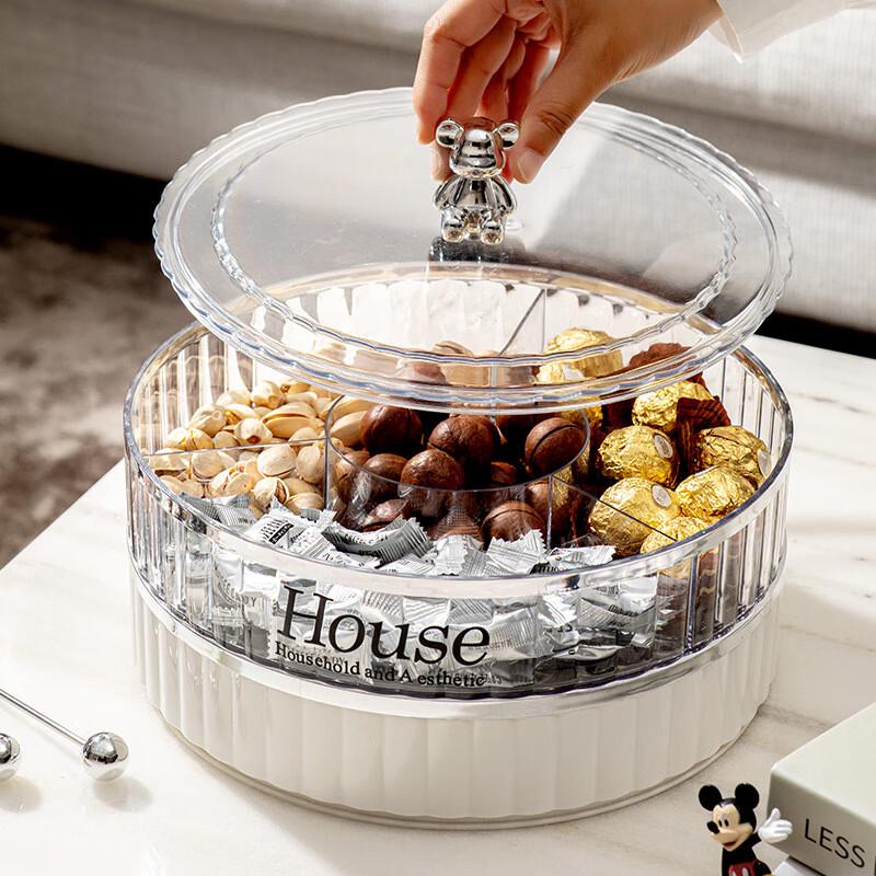 Вращающаяся трехъярусная коробка для хранения фруктов и конфет с изображением медведя