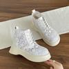 22 Spring New Small Size Hollow Martin Boots Thick Sole Heightening Cool Boots Lace Up Leisure