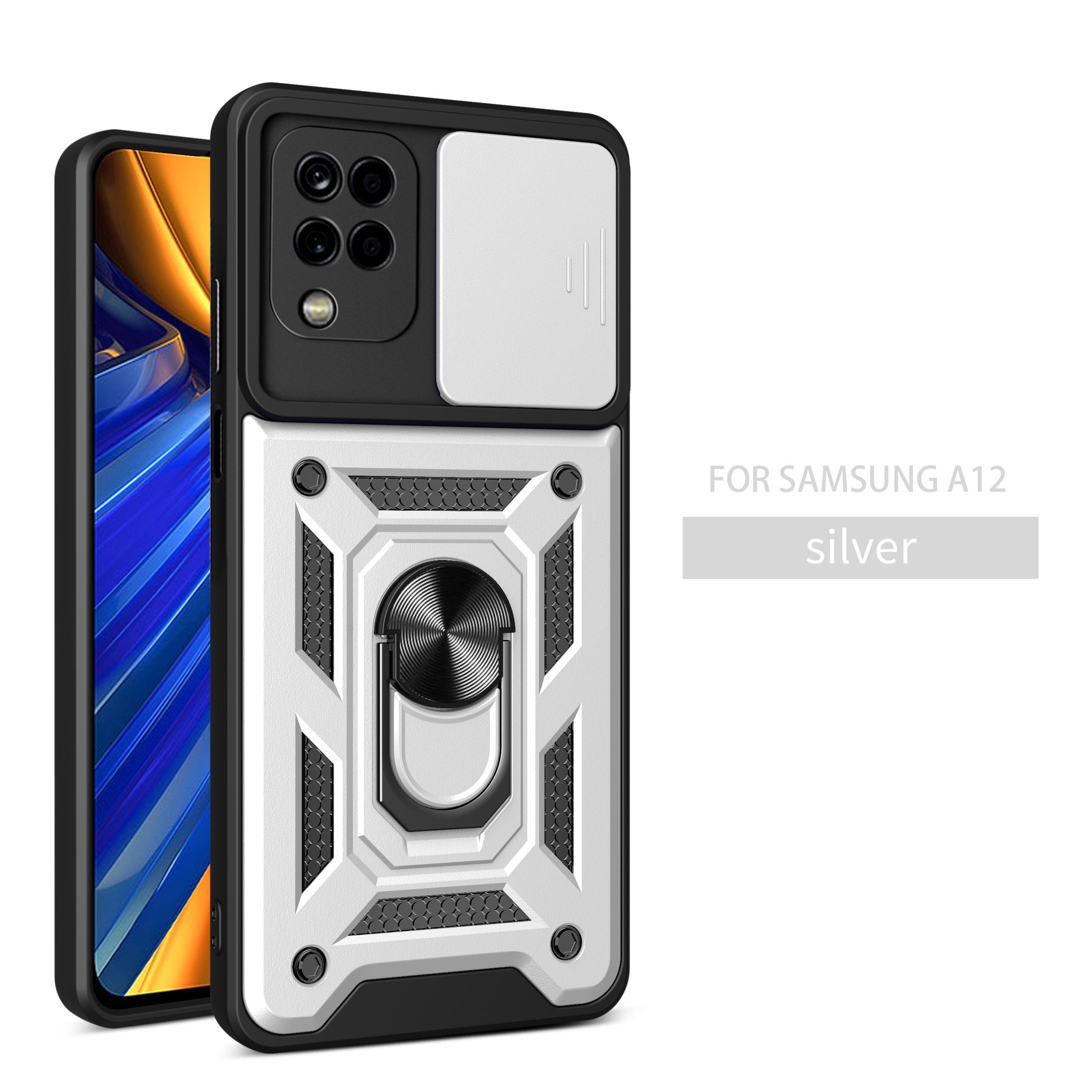 

For Samsung A22 4G Case Galaxy A12 Cover Galaxy F22 M32 4G Magnetic Ring Holder Armor Phone Case Slide Camera Protect Back Cover Galaxy A22 4G