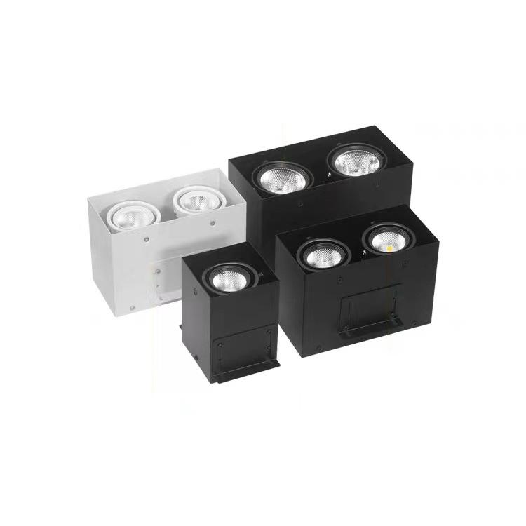 LED Aluminum Square Tube Light - Commercial Spotlight with Super Bright COB Grille Baffle, Single & Double Head Options