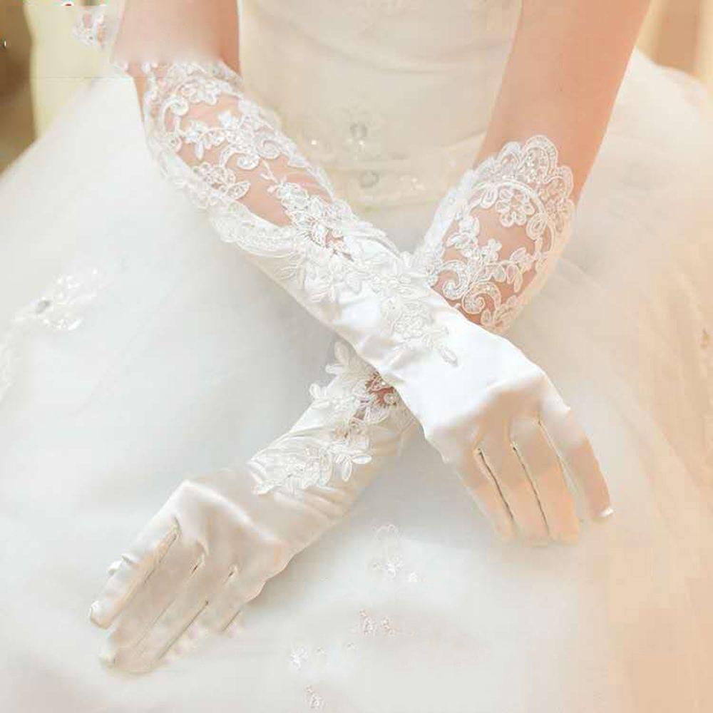 Dámské flitrové taneční party květinové dlouhé rukavice s plnými prsty saténové palčáky délka po loket