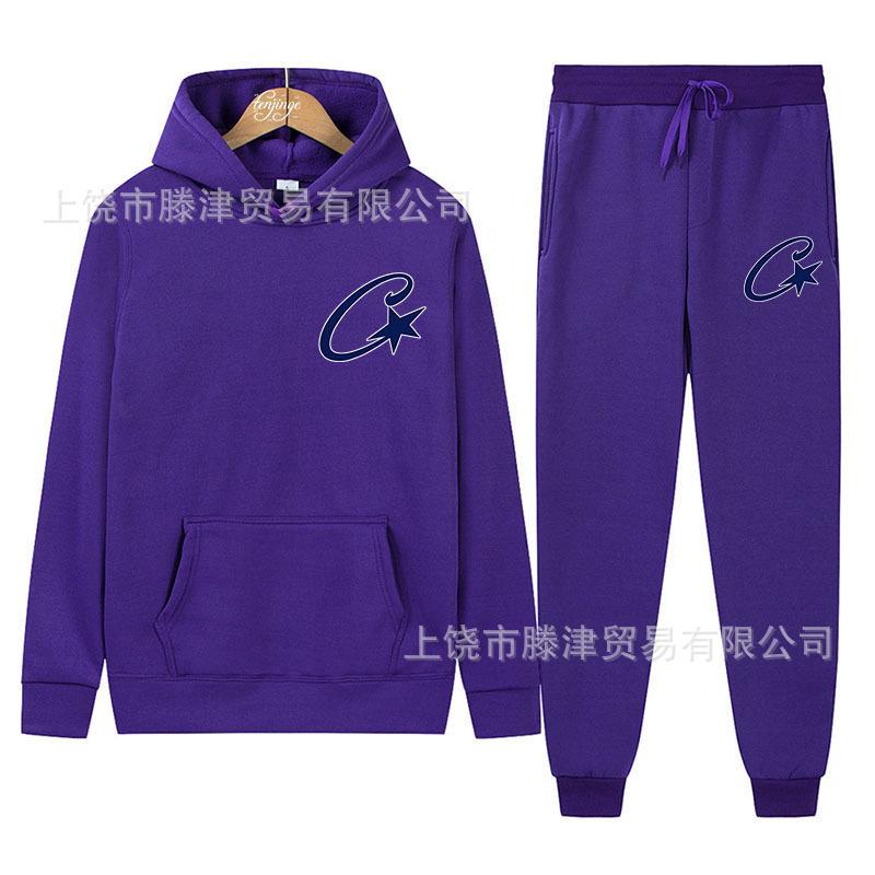 Trendy Corteiz Devil's Island Hoodie Street Hip Hop Sports Pants Casual Versatile Set