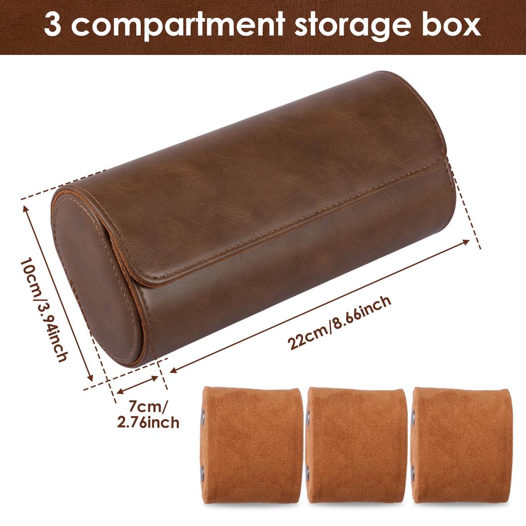 Watch Roll Travel Case 2/3 Slot PU Watch Storage and Organizer Secure Storage Waterproof Portable Watch Box for Men