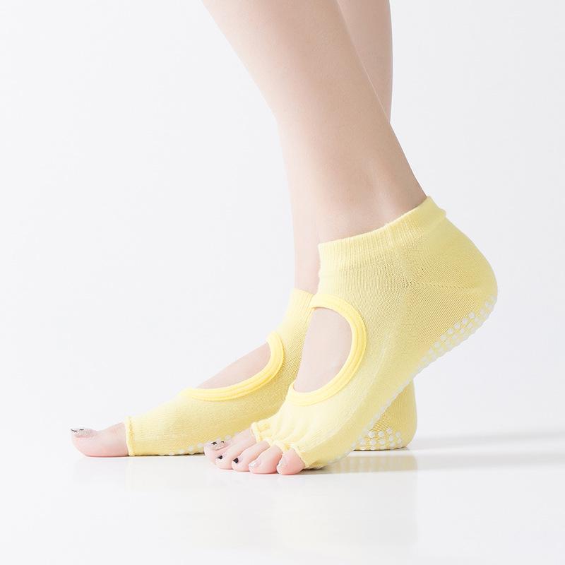 Korean Hot-Selling Open-Toe Backless Yoga Socks - Non-Slip Five-Toe Gel Dot Fitness Floor Socks