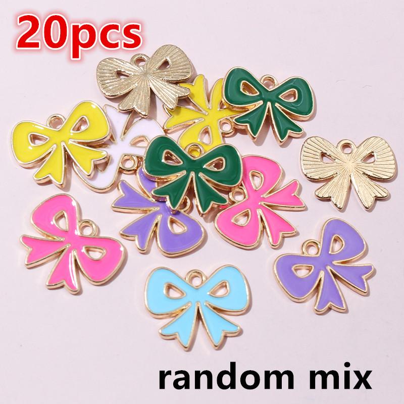 10-20pcs Bow Charms Pendant Enamel Alloy Metal Craft DIY Jewelry Making Accessories Findings for Earrings Necklace Bracelets
