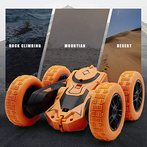 ROBOT PLAZA RC Car, Off-Road, RC Action Buggy, 4WD, Double-Sided, Kids Toy for Boys, 4WD, Fast (Orange)