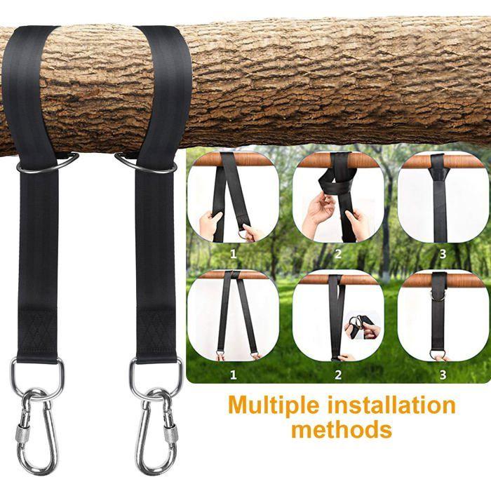 Sangles de suspension pour balançoire 2 pièces 1,5 m avec mousquetons — Nylon &amp; inox, Heavy Duty