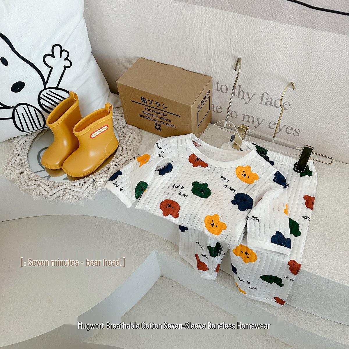 

Детский хлопковый пижамный комплект: С длинным рукавом, тонкий стиль для мальчиков и девочек – весенне-летняя домашняя одежда, качество класса А. 80 cm