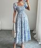 2025 European & American Style Printed Long Flowy Slimming Women's Dress