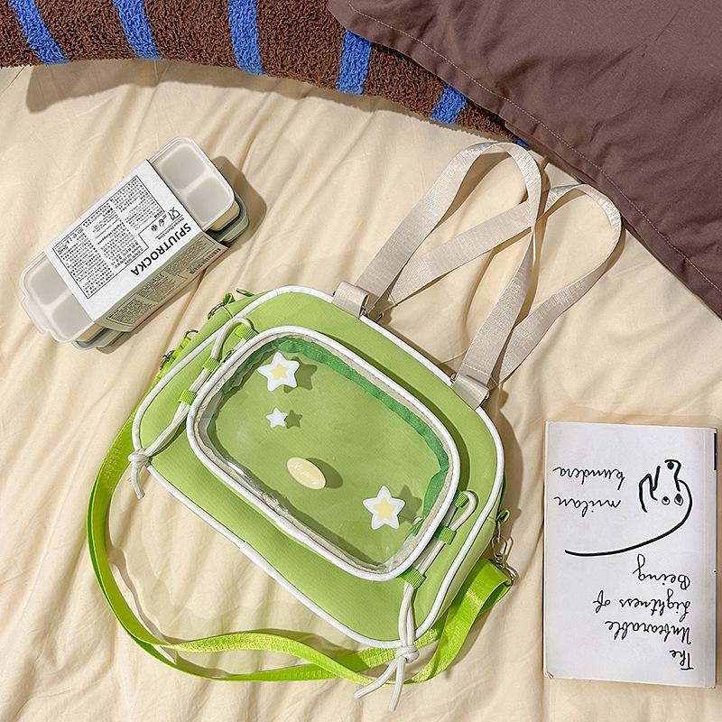 

Милый японский аниме-рюкзак в стиле мори-гёрл, многофункциональный, с пуговицей в виде печеньки и возможностью носить через плечо