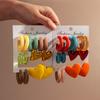 New Korean 7pair Colorful Circle Acrylic Hoop Earring for Women Vintage Geometric Heart Stud Earrings Statement Jewelry Set Gift