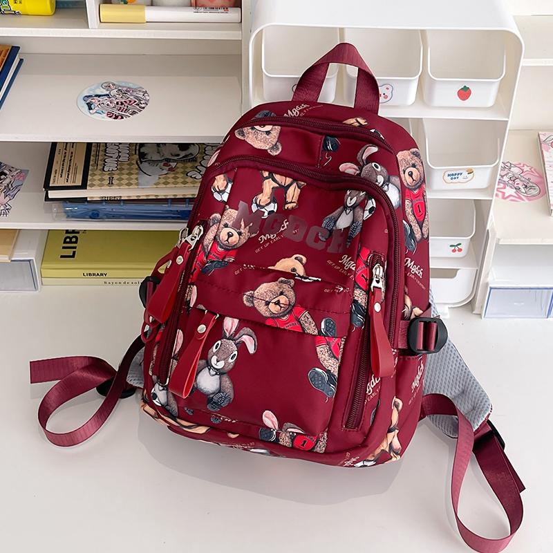 Student Schoolbag Female Bear Print Backpack Graffiti Junior High School Student Small Backpack