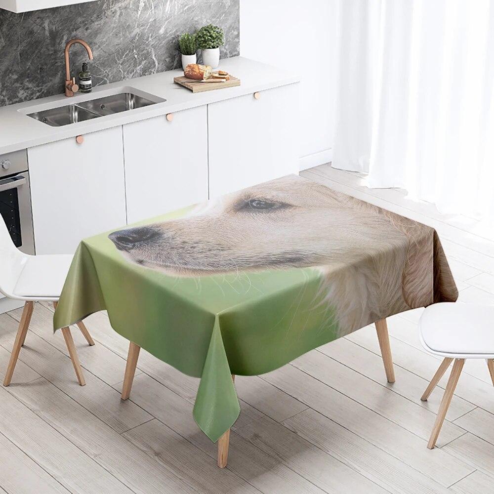 Cute Puppy Tablecloth Camping Party  Anti-Stain Waterproof Rectangular Kitchen Table Home Decor
