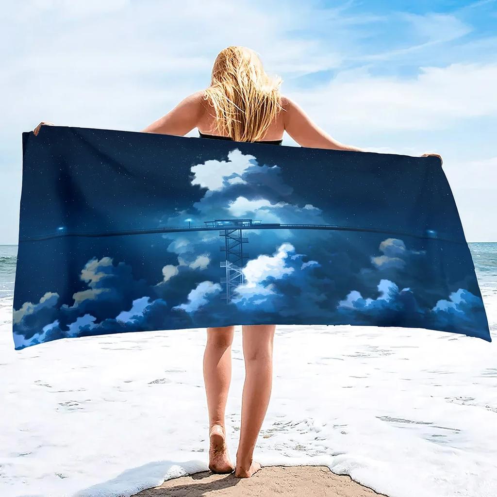 Serviettes de Plage Sky pour Adultes et Serviettes de Piscine Absorbantes en Velours avec Serviette de Plage Légère à Séchage Rapide Serviette de Natation d'Été