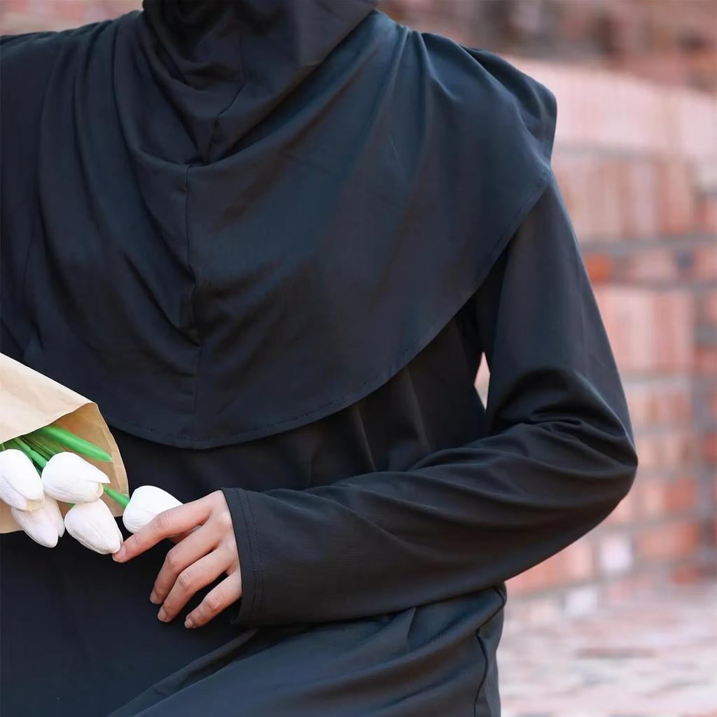 Modest Ramadan Hooded Prayer Dress Muslim Abayas Full Sleeve One-piece Kaftan Women Jilbabs Hijab Dresses Islamic Clothing