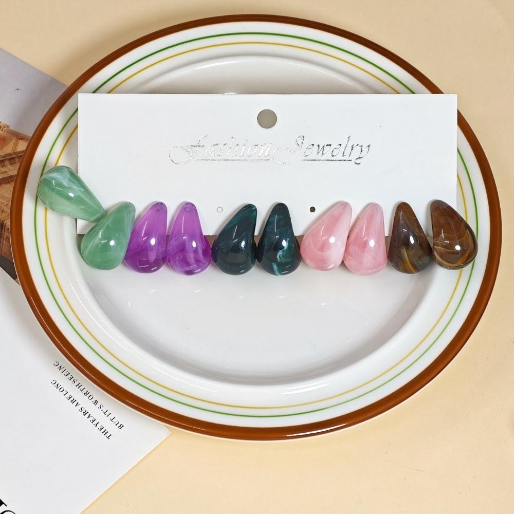 30pcs Imitation Gem Water Droplet Earrings Matte Dopamine Chunky Waterdrop Earring Glossy Hanging Teardrop Stud Earrings Gift