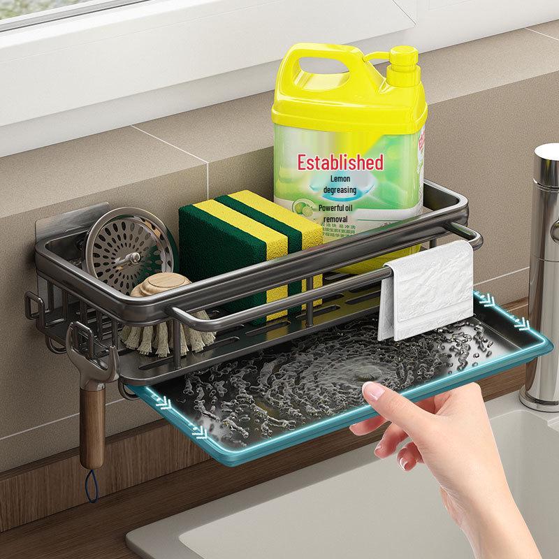 Wall-Mounted Kitchen Towel Seasoning Rack - Punch-Free Multifunctional Sink Organizer 1379₽
