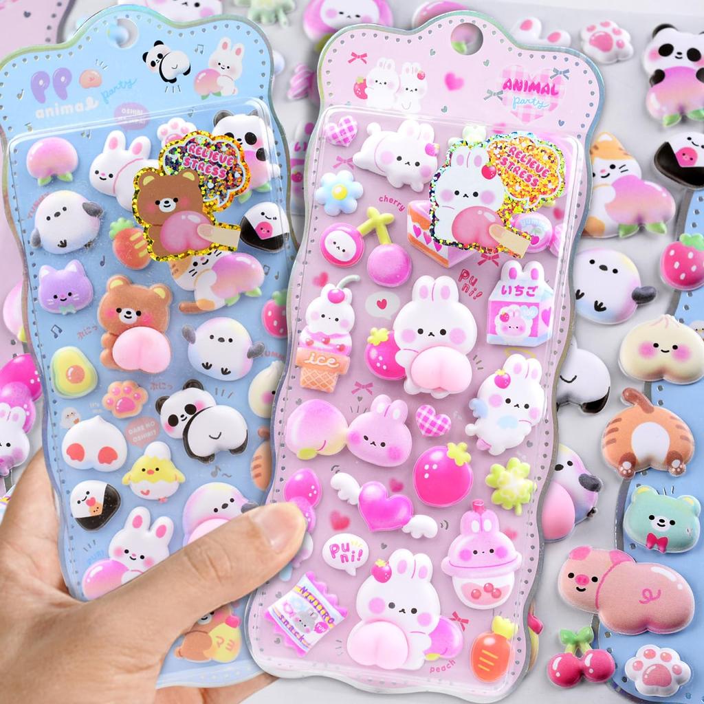 Squishy Butt Stickers 3D Character Stickers with Texture and Squishy Perfect for Sticker DIY and [2-Pack] Cute, - Marshmallow-like - Soft, Chewy, -