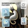 Mystical Black White Cat Moon Shower Curtain - Creative Starry Night Art Design - Indoor Home Bathroom Decor Art Bath Curtain
