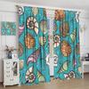 Coastal Beach Ocean Blackout Window Curta, Nautical Ocean Beach Sea Shells Themed Window Drapes, For Living Room Bedroom