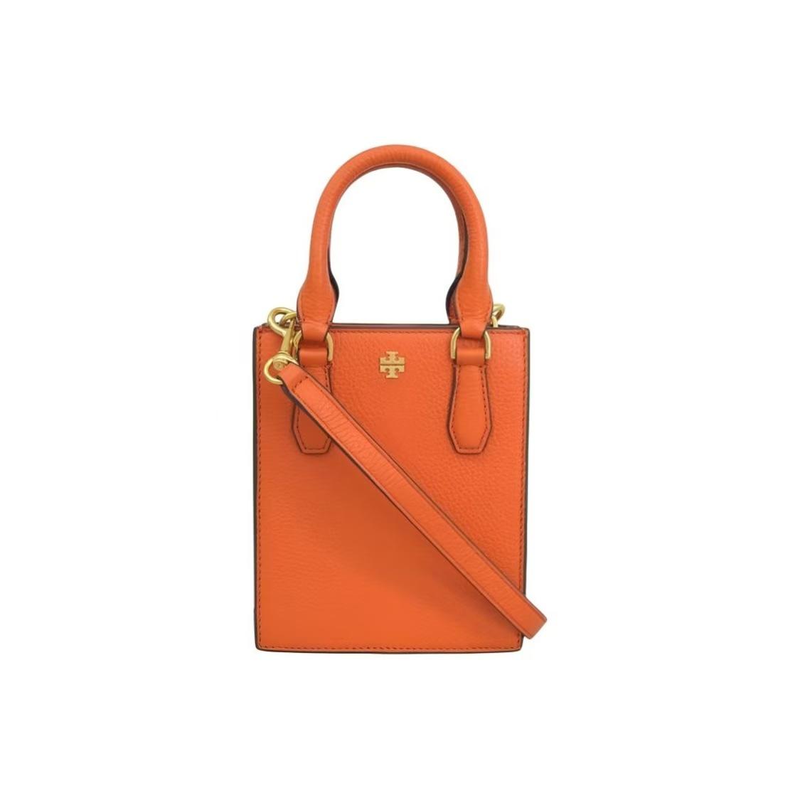 

Tory Burch Blake Metal Logo Leather Mini Tote Bag Women Handbags Orange-Red 138274-618 Basic Set (Bag+Dust Bag)